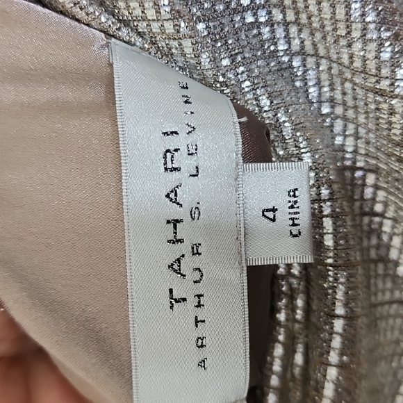 Tahari Arthur S. Levine Women's Silver Cowl Neck Maxi Formal Dress Size 4 - Picture 7 of 11